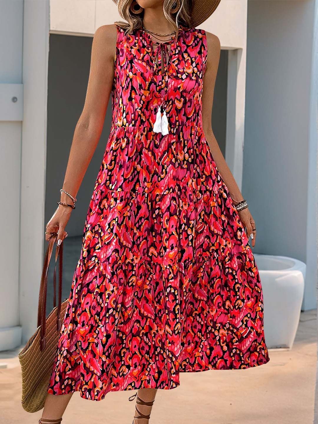 NOWI Printed A-Line Midi Dress