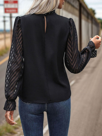 Women's Black Ruffles Top