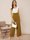 Women High-Rise Flared Wide Leg Formal Trousers