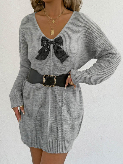 Pullover with Embellished Detail in Grey acrylic - Nowi Korean Fashion