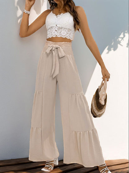 High-Rise Non Iron Trousers in Beige - Nowi Korean Fashion