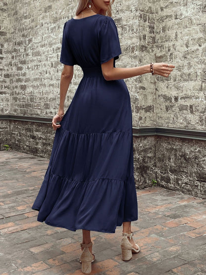 Flutter Sleeve A-Line Maxi Dress
