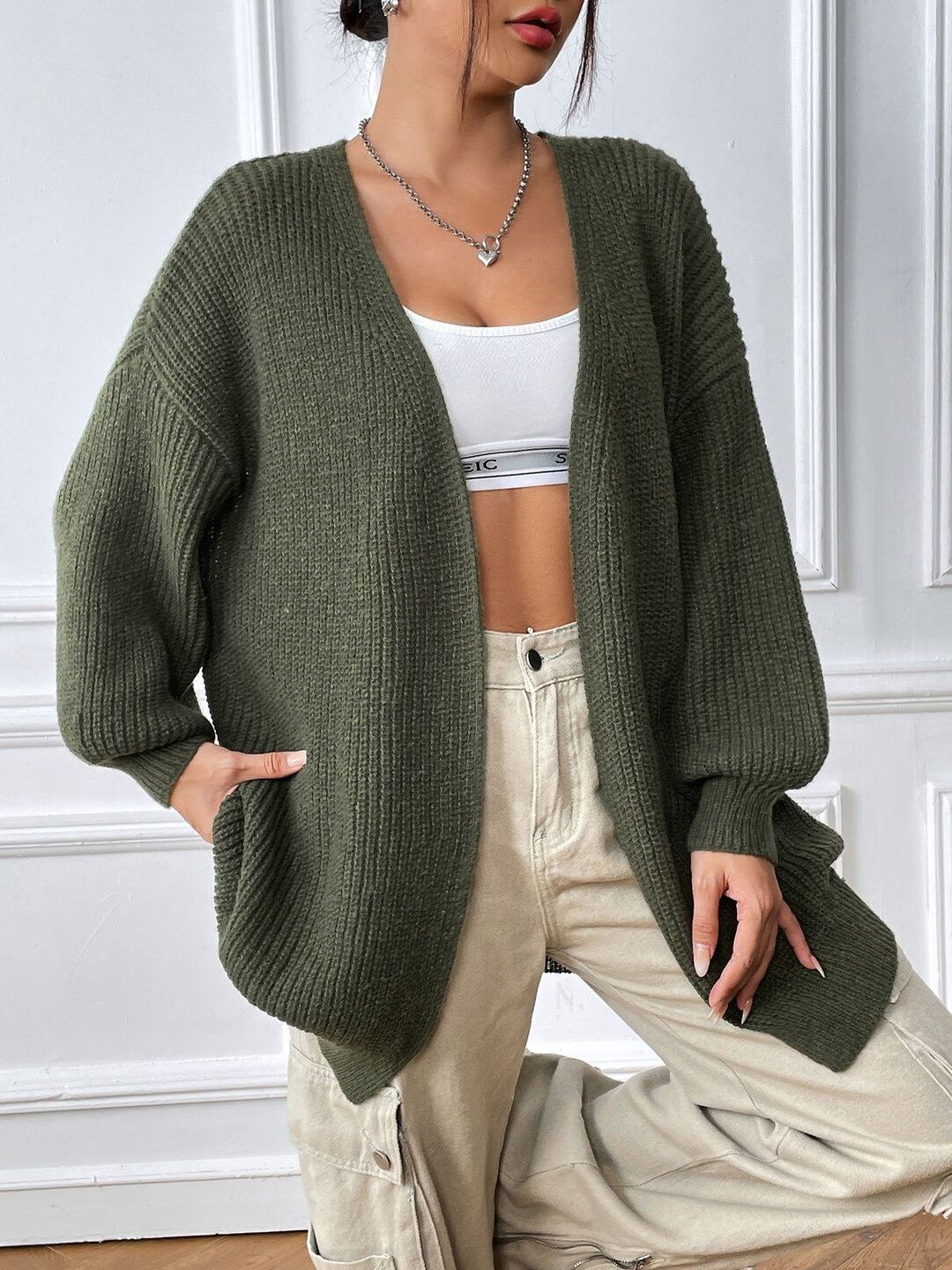 Women Ribbed Cardigan