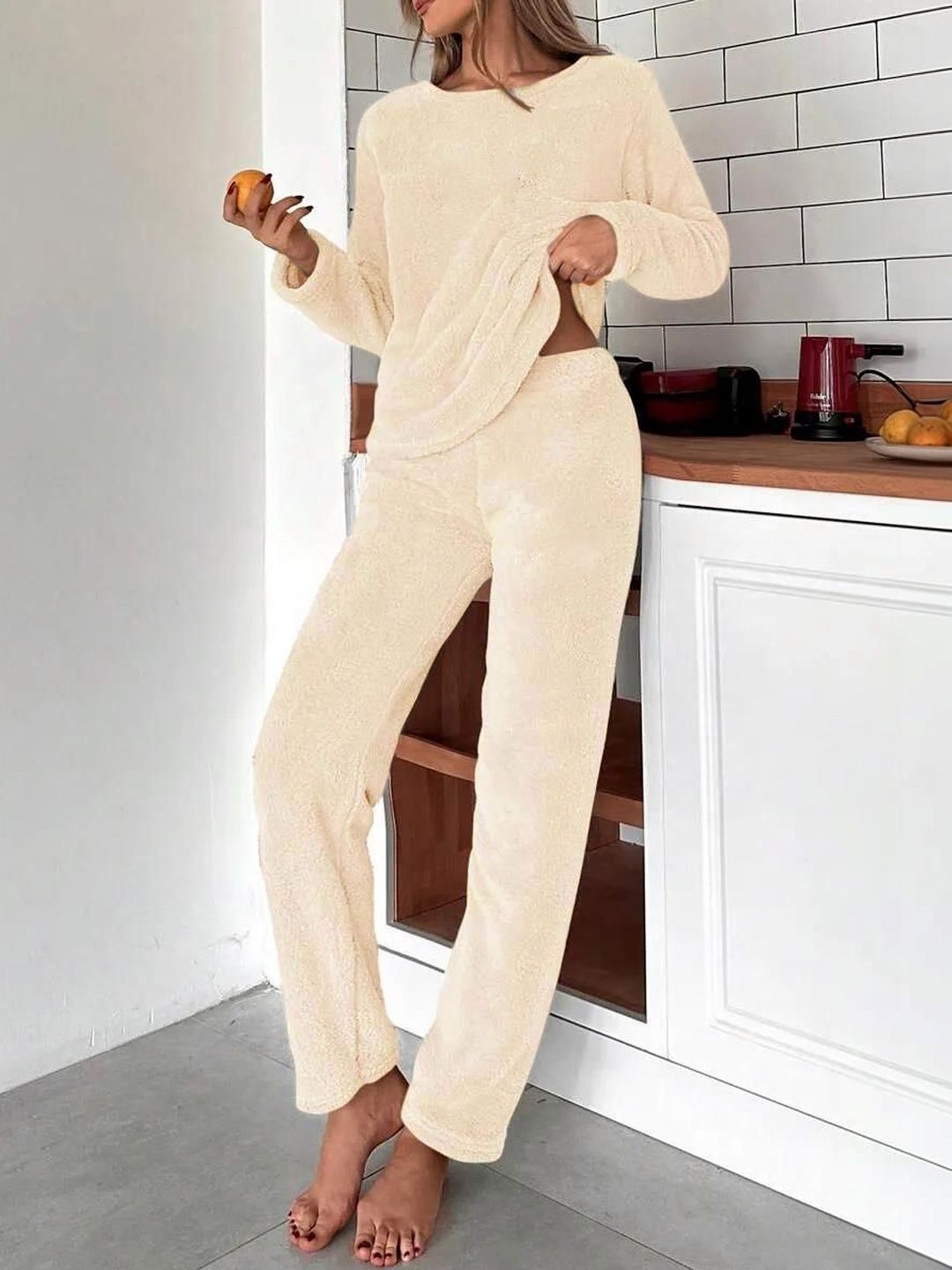 NOWI Round Neck Long Sleeves Night Suit