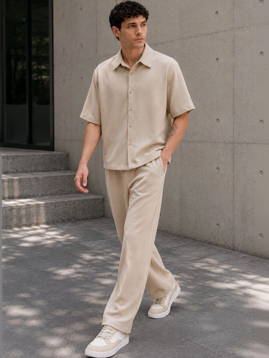 Solid Shirt with Trousers