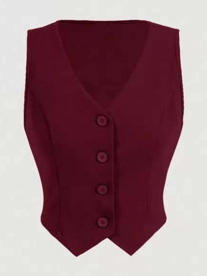 Maroon Solid Vest Top with Trousers