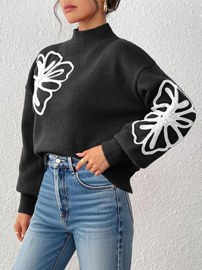 Women Floral Pullover with Embroidered Detail