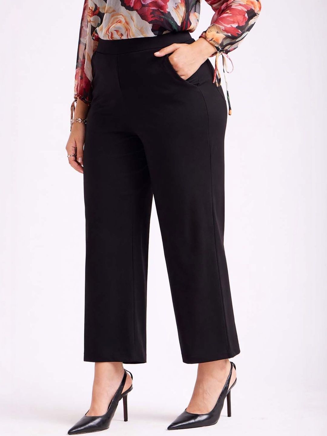 Women Straight Fit Wrinkle Free Trousers