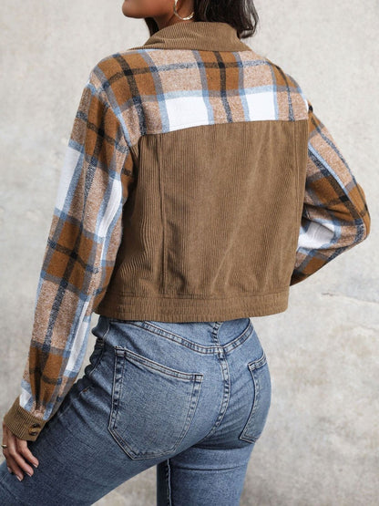 Women Checked Denim Jacket
