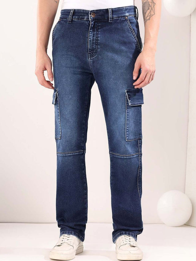 Straight Fit Mid-Rise Light Fade Jeans in Blue cotton Style 978 - Nowi Korean Fashion