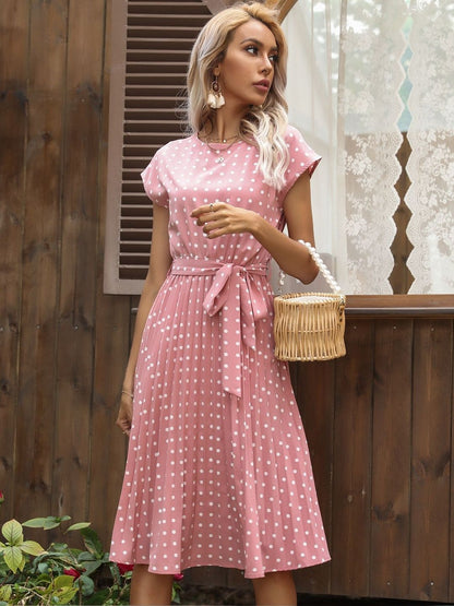Polka Dot Print Fit & Flare Midi Dress
