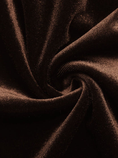 Women's Elegant Brown Velvet Top With Lace Trim