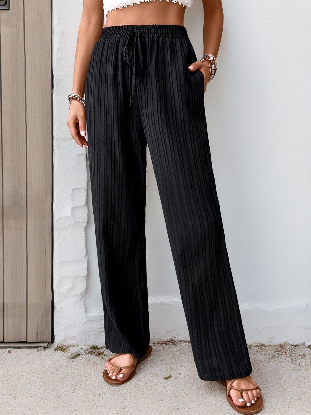 Women Textured Non Iron Trousers