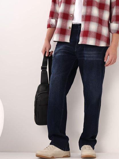 Regular Fit Mid-Rise Light Fade Jeans in Blue Denim Style 206 - Nowi Korean Fashion
