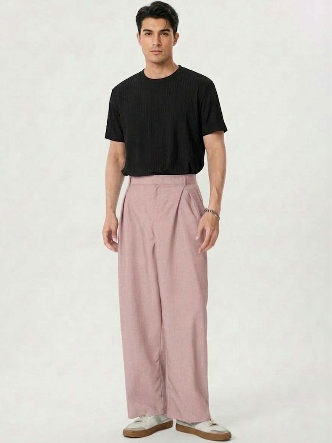 Men Wrinkle Free Pleated Trousers