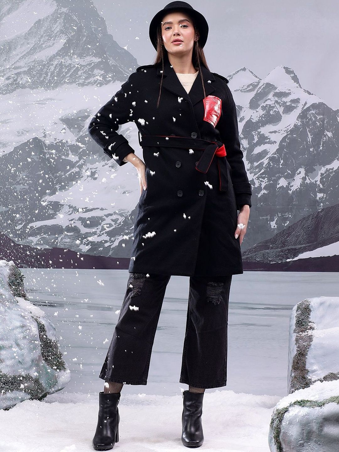 Nowi Printed Double Breasted Coats