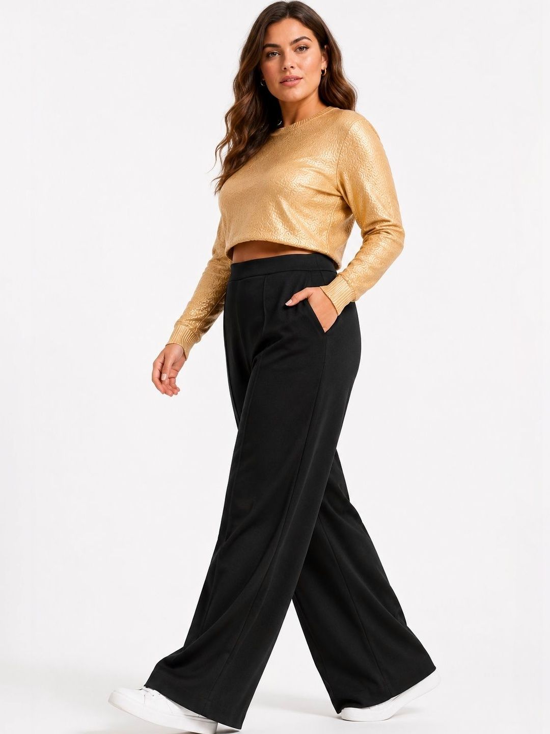 Women Relaxed High-Rise Easy Wash Trousers