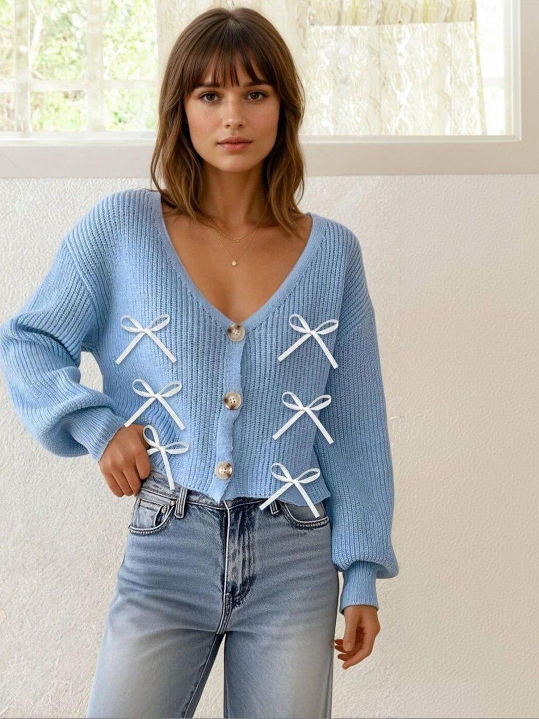 Women Ribbed Crop Cardigan
