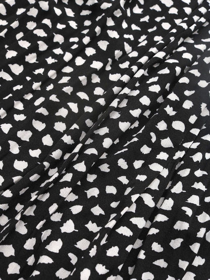 Women's Black Print Fit & Flare Midi Dress Blend Printed