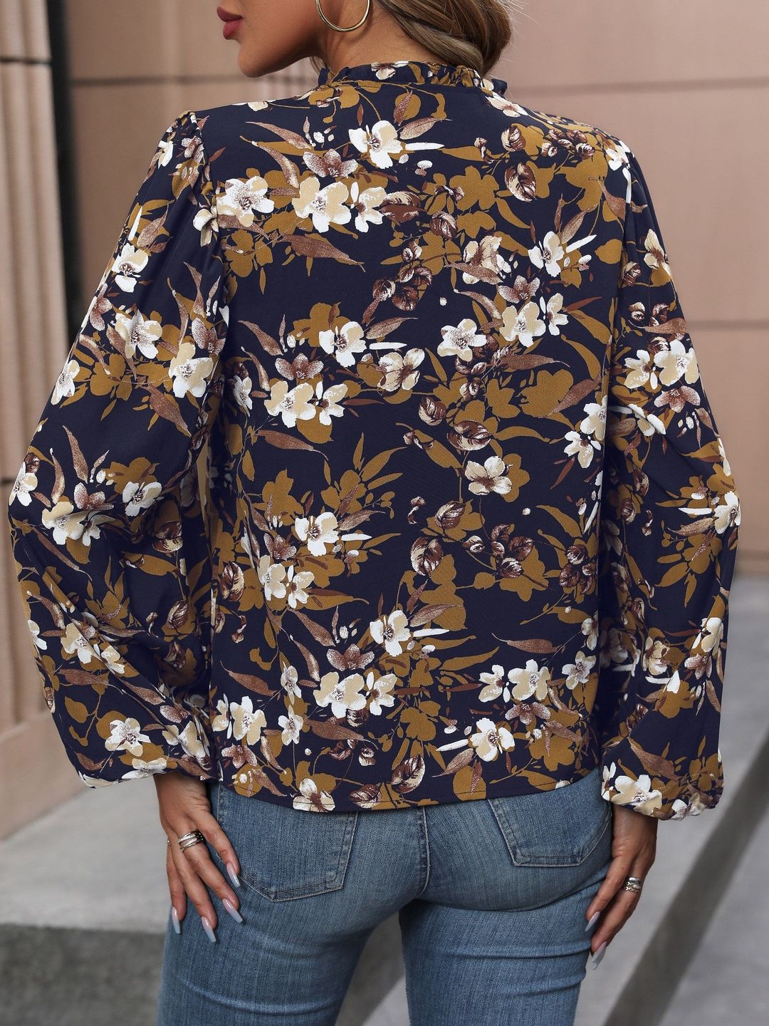 Women's Nowi Floral Print Bishop Sleeves Top
