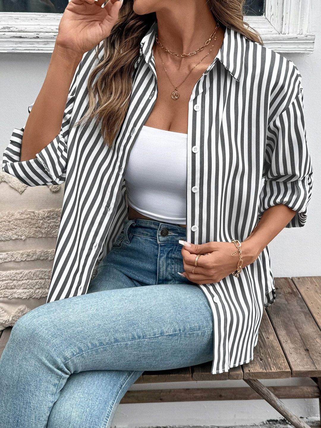 Women Striped Casual Shirt