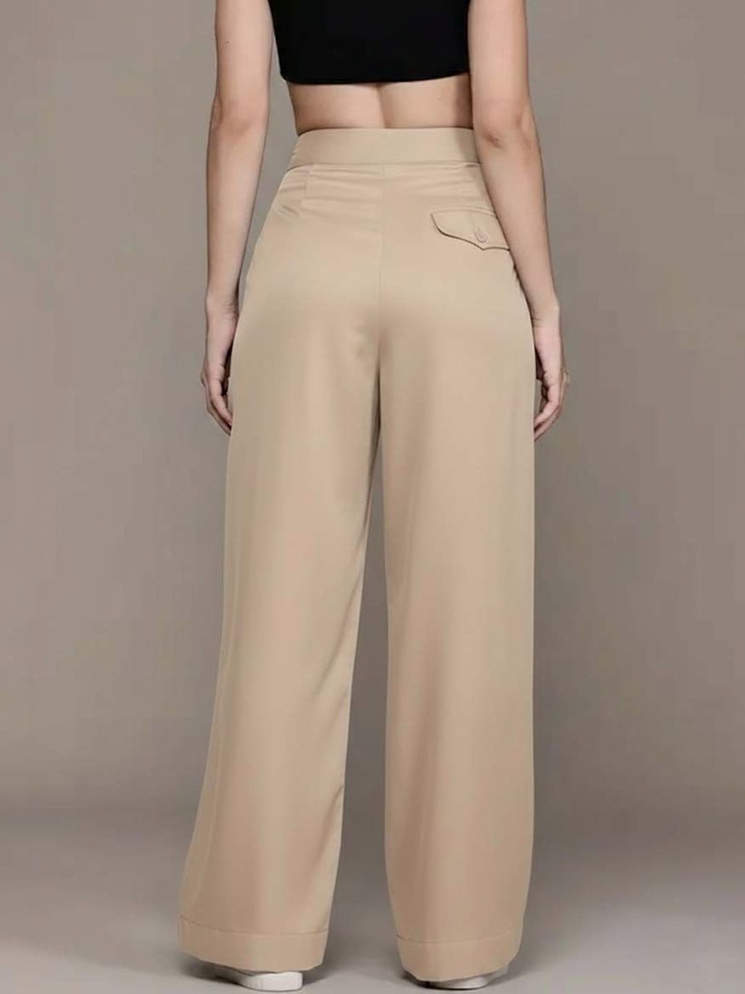 Women High-Rise Wrinkle Free Pleated Trousers