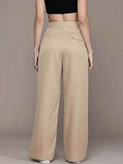 Women High-Rise Wrinkle Free Pleated Trousers