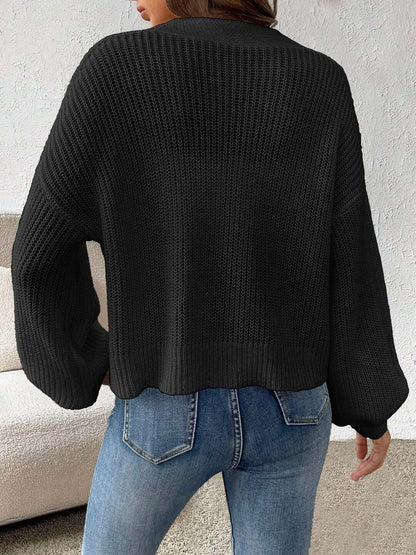Women Cable Knit Cardigan with Applique Detail