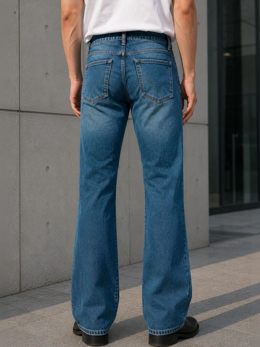 Men Bootcut Mid-Rise Low Distress Heavy Fade Jeans