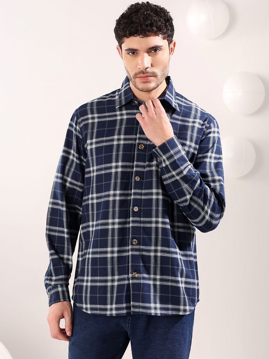 NOWI Men Checked Casual Shirt