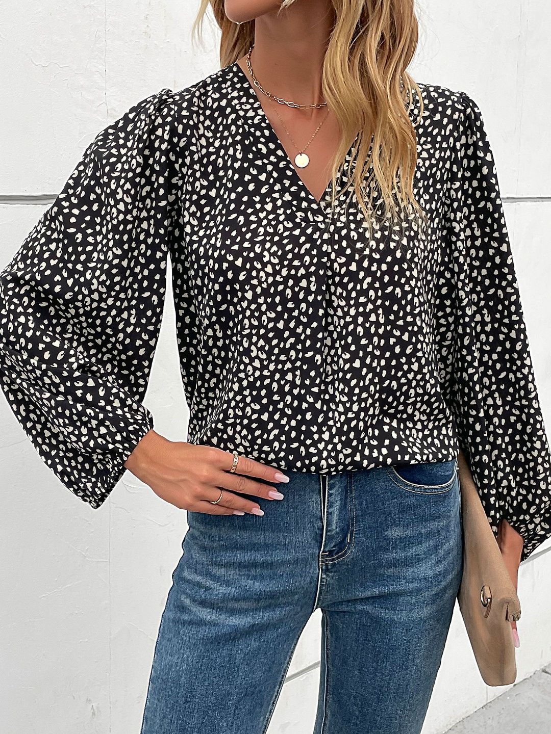 Women's Black Animal Print Top