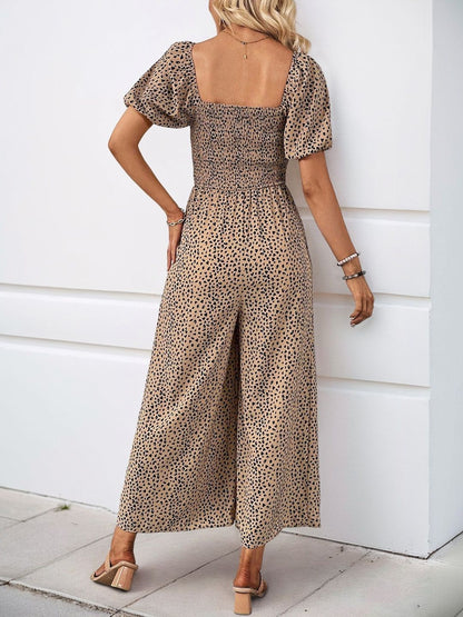 Printed Basic Jumpsuit with Ruffles