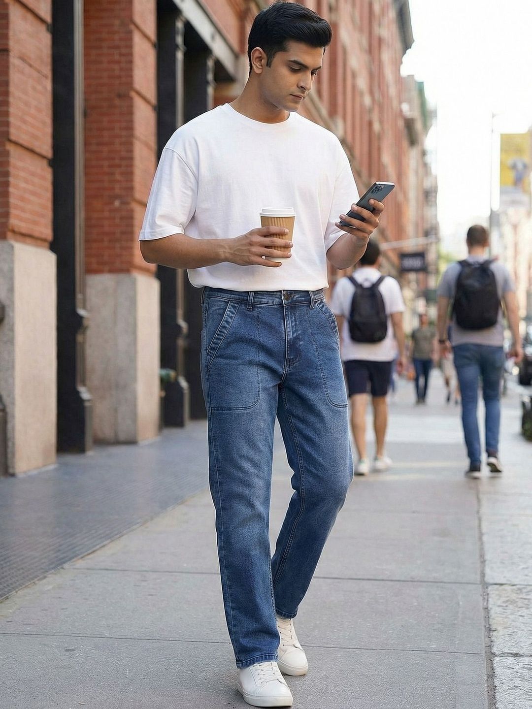 Men Straight Fit Low-Rise Light Fade Stretchable Jeans