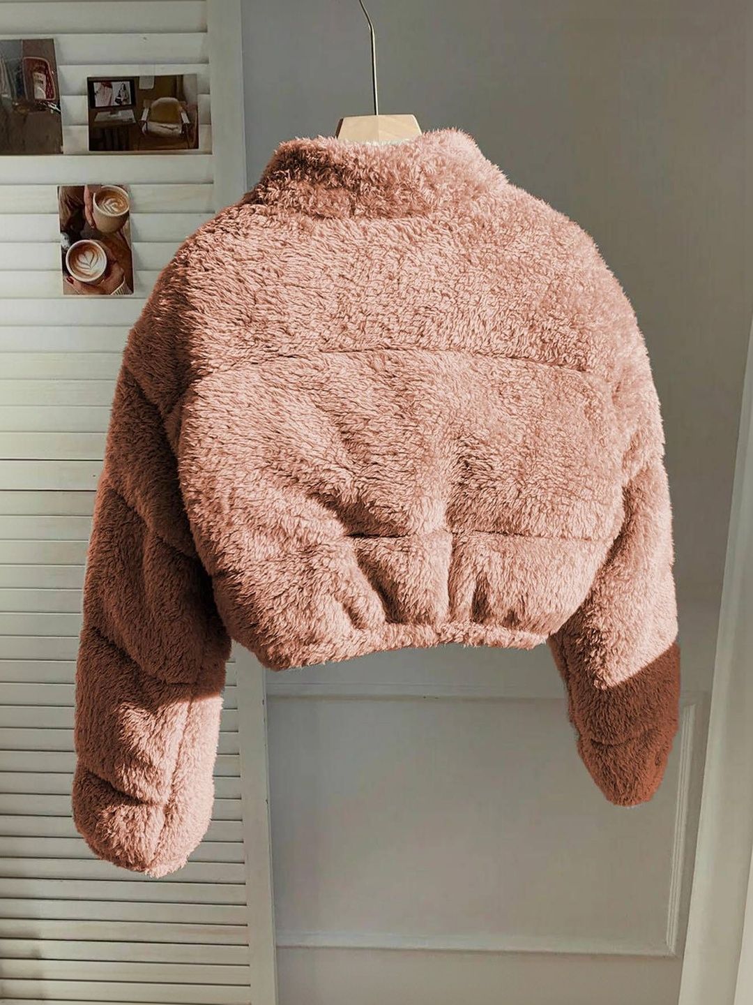 NOWI Women Woollen Crop Puffer Jacket