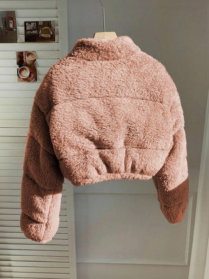 NOWI Women Woollen Crop Puffer Jacket