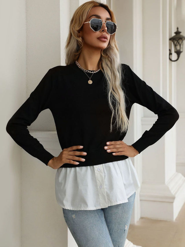 Pullover in Black Style 377 - Nowi Korean Fashion