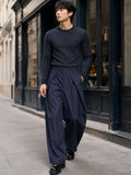 Men Striped Relaxed High-Rise Easy Wash Pleated Trousers