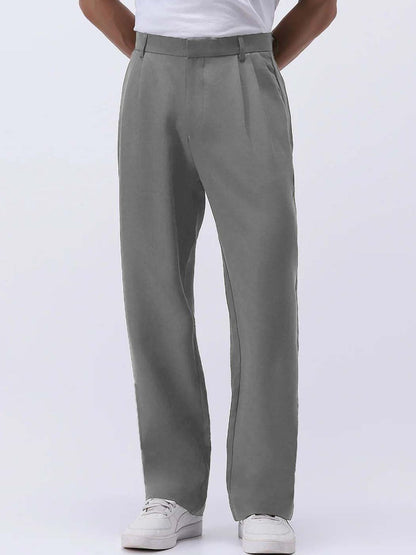 Men Straight Fit Wrinkle Free Pleated Trousers