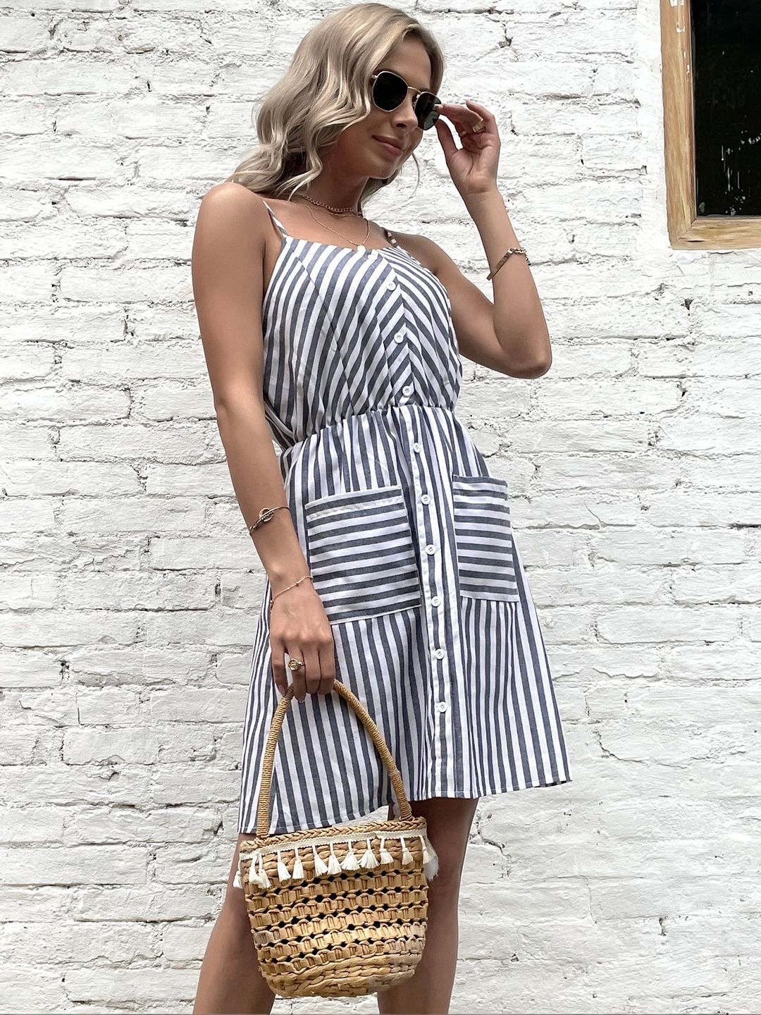 Striped Fit & Flare Dress