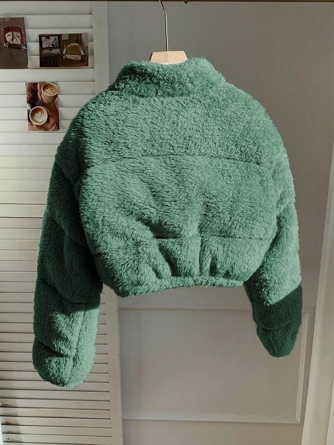 NOWI Women Woollen Crop Puffer Jacket