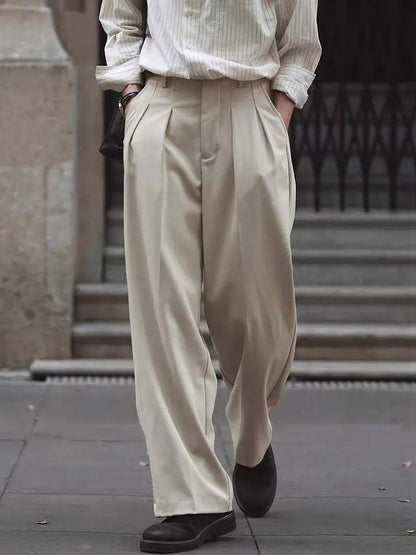 Men Wrinkle Free Pleated Trousers