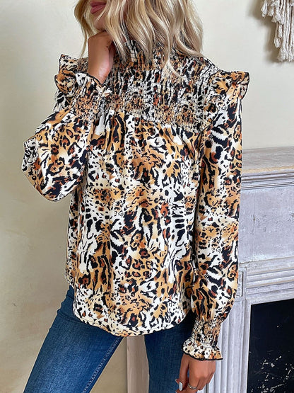 Women's Grey Nowi Stylish Leopard Print Top