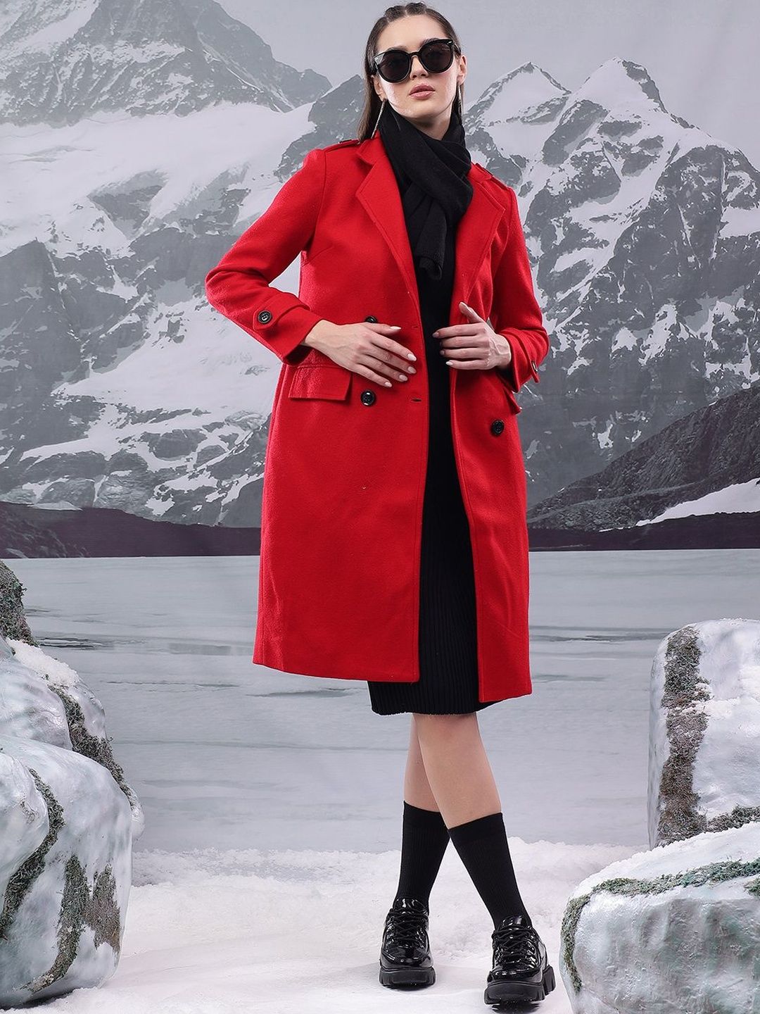 Nowi Solid Double Breasted Coats