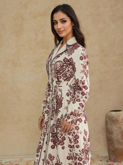 Floral Print Shirt Maxi Dress