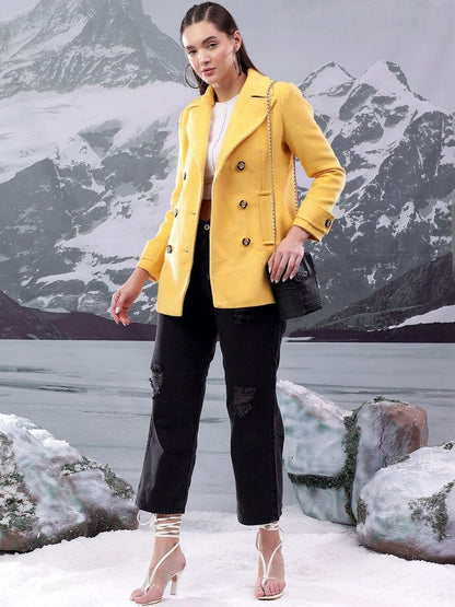 NOWI Solid Cotton Double Breasted  Coat