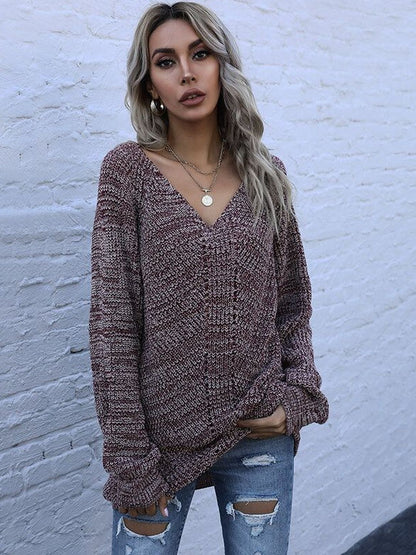 Women's Maroon Speckled Pullover