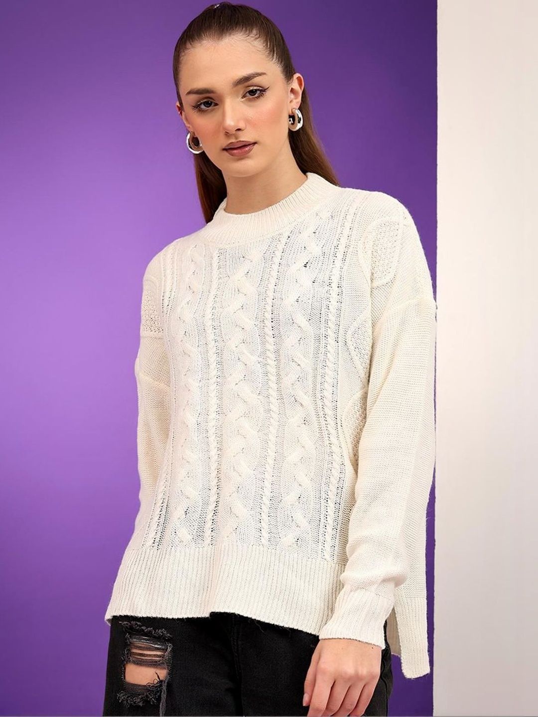 NOWI Women Cable Knit Woollen Pullover