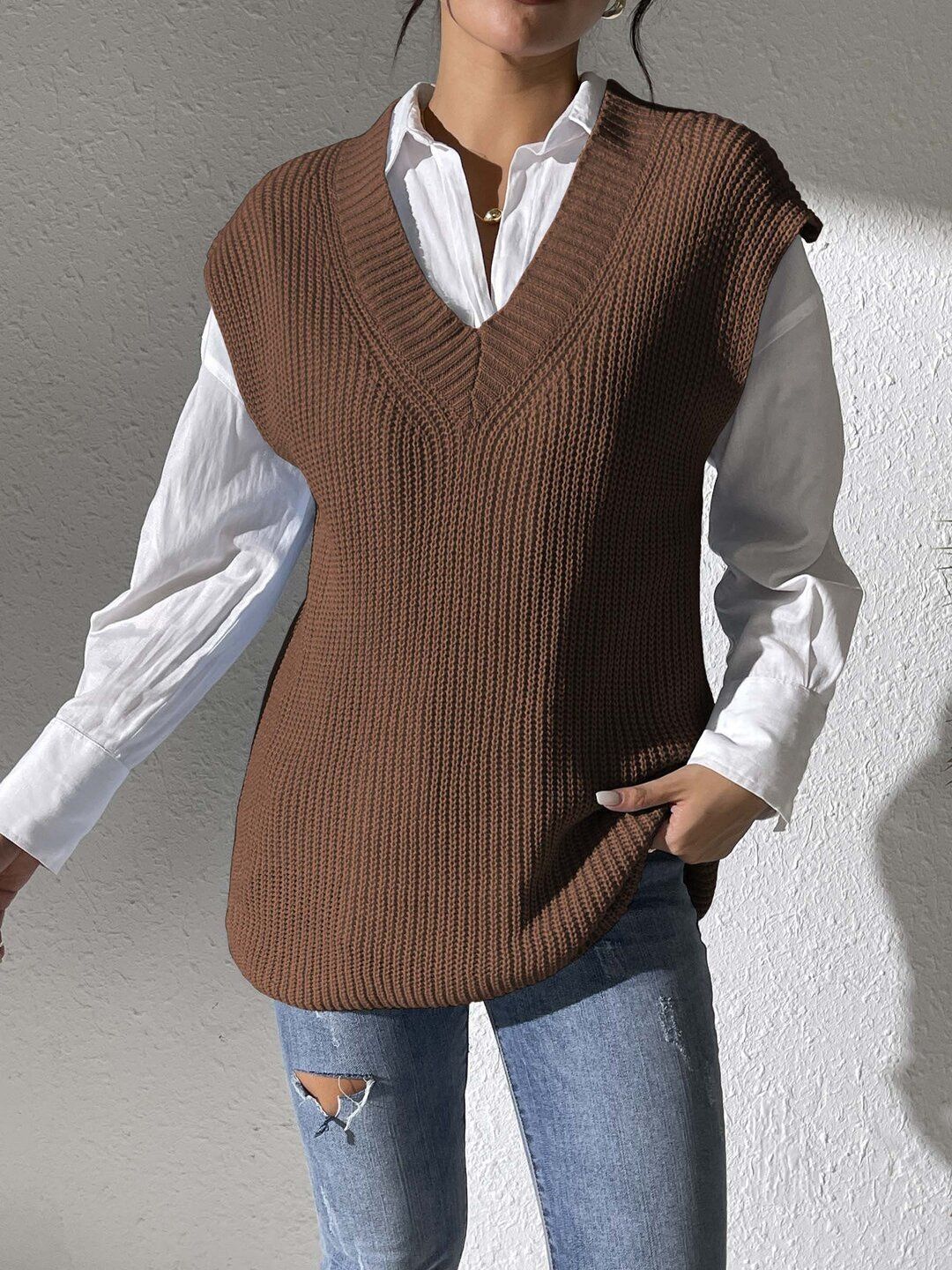 Women Ribbed Sweater Vest