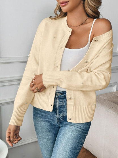 Women Woollen Cardigan with Embellished Detail
