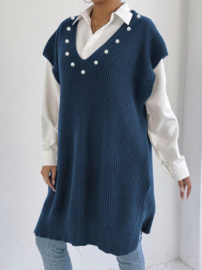 Women Ribbed Longline Sweater Vest